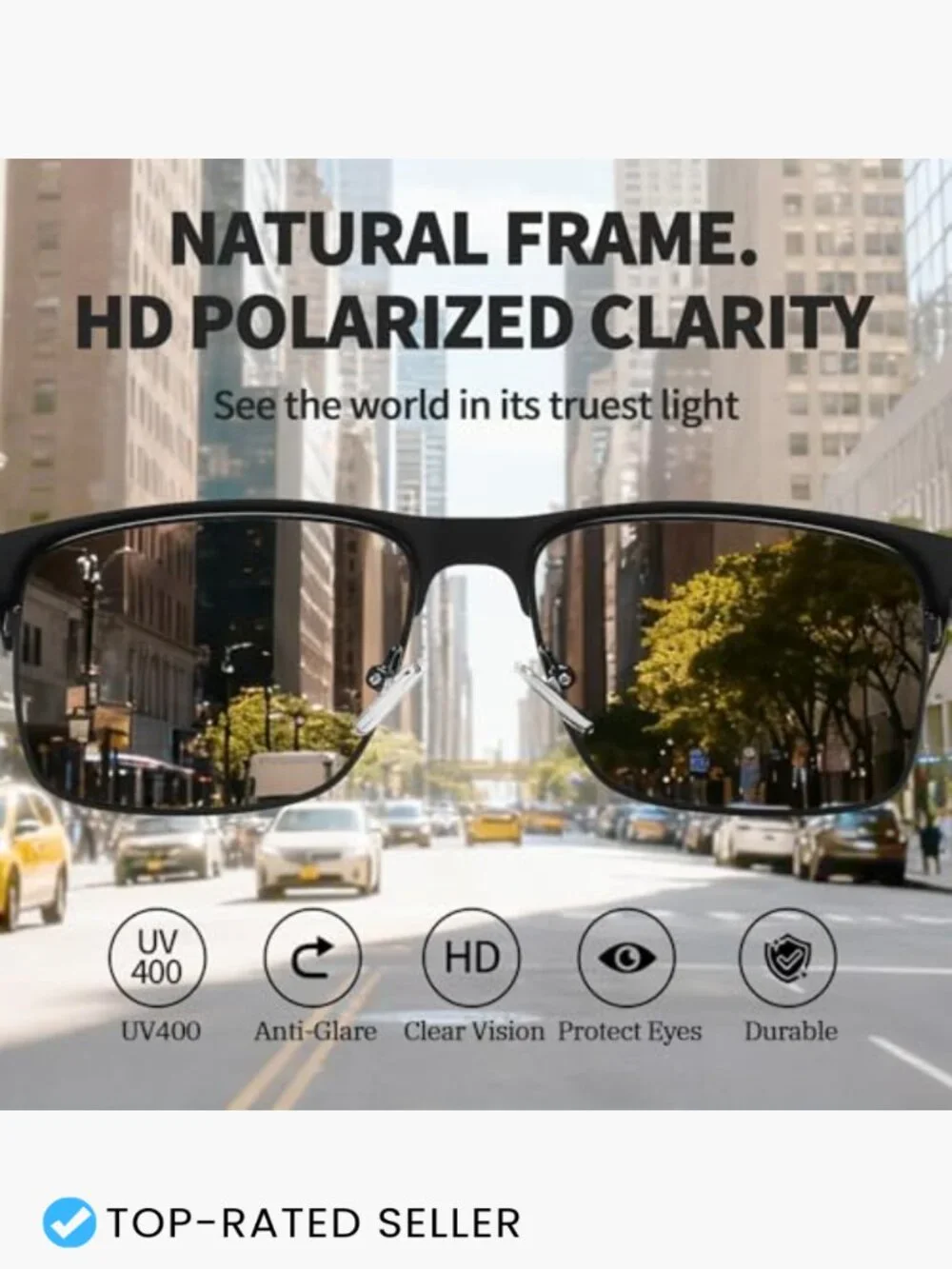Polarized Sunglasses UV400 Protection Metal Frame Classic Square Aviator Shades